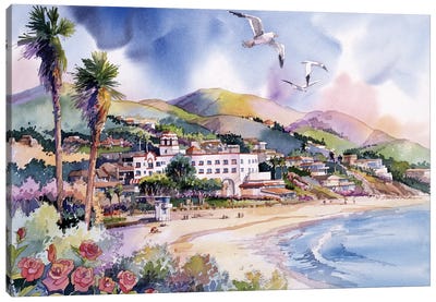 Laguna Roses Canvas Art Print - Coastal Village & Town Art