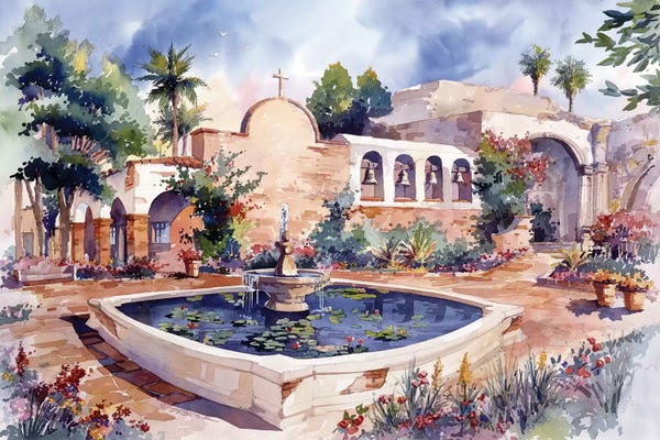 Fountains: Mission San Juan Capistrano by Bill Drysdale