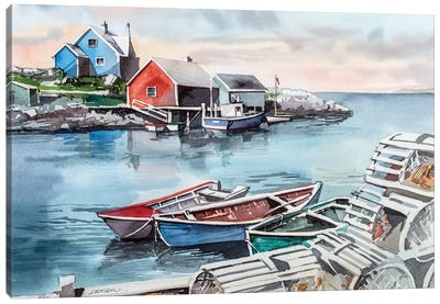 Peggys Cove Canvas Art Print - Nova Scotia