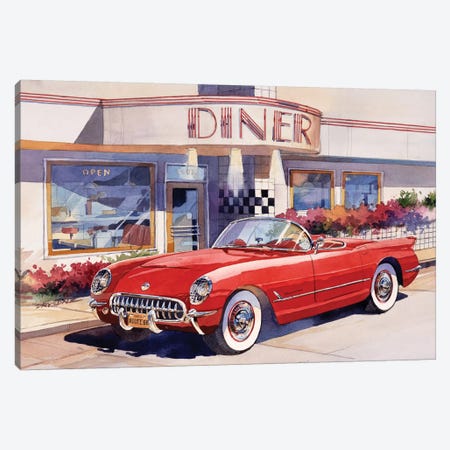 Red Corvette Canvas Print #BDR38} by Bill Drysdale Art Print