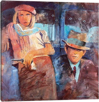 Bonnie And Clyde Canvas Art Print - Gangsters & Criminals