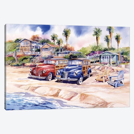Two Woodies At Crystal Cove Canvas Print #BDR56} by Bill Drysdale Canvas Artwork