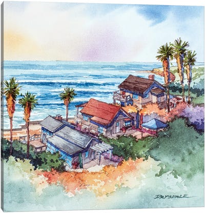 Coastal Bungalows Canvas Art Print - Coastal Village & Town Art