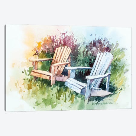 Garden Chairs Canvas Print #BDR63} by Bill Drysdale Canvas Wall Art