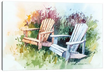 Garden Chairs Canvas Art Print - Bill Drysdale