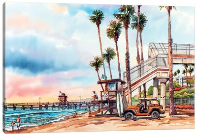 T Street San Clemente Canvas Art Print - 3-Piece Beach Art