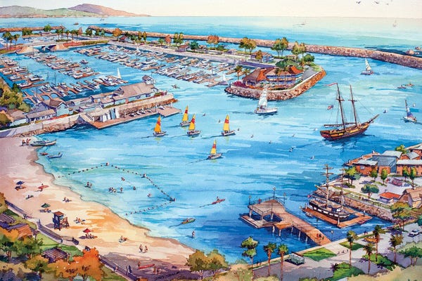 Large Coastal Art - Canvas Prints: Dana Point Harbor by Bill Drysdale