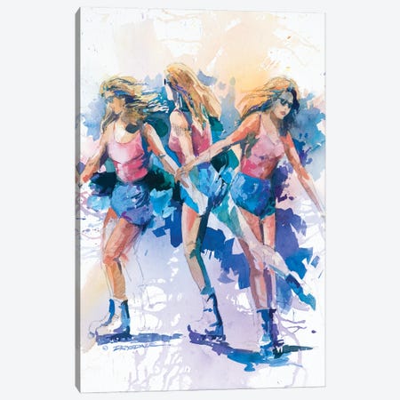 Retro Roller Girl Canvas Print #BDR95} by Bill Drysdale Canvas Wall Art