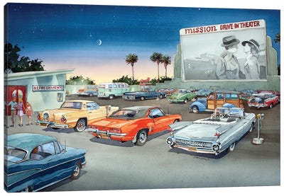 Classic Drive In Canvas Art Print - Bill Drysdale