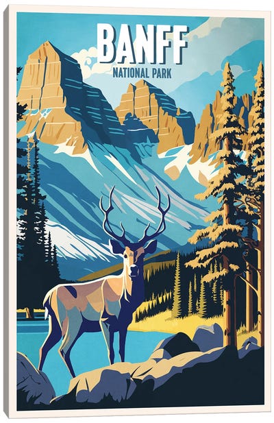 Banff National Park Canvas Art Print - Deer Art
