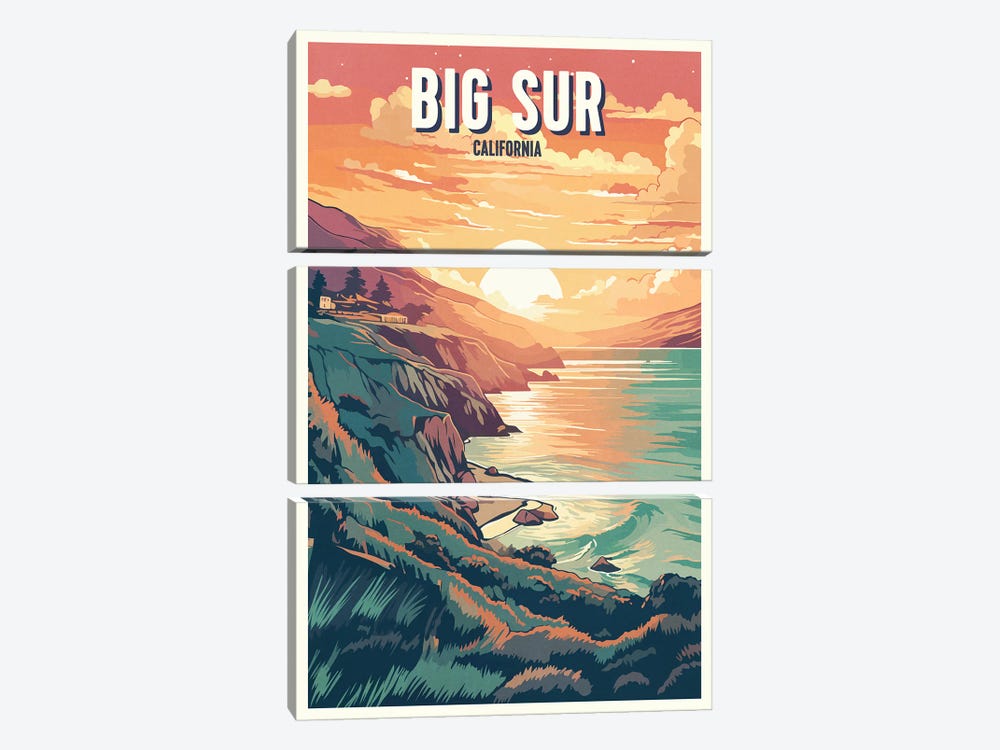 Big Sur - California by ArtBird Studio 3-piece Canvas Artwork