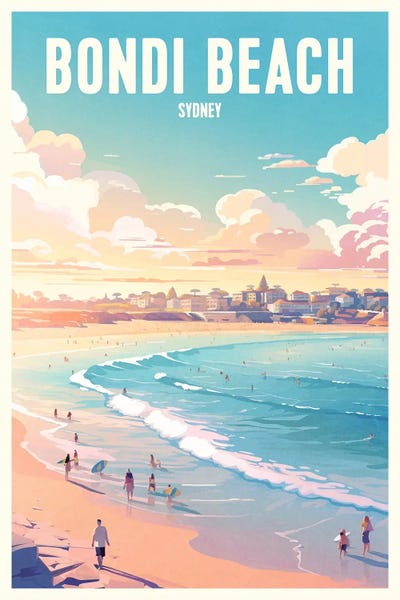 Large Coastal Art - Canvas Prints: Bondi Beach - Sydney by ArtBird Studio