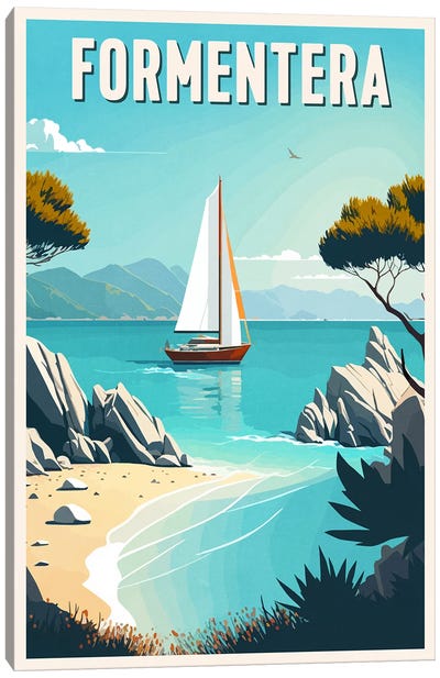 Formentera Canvas Art Print - Rocky Beach Art