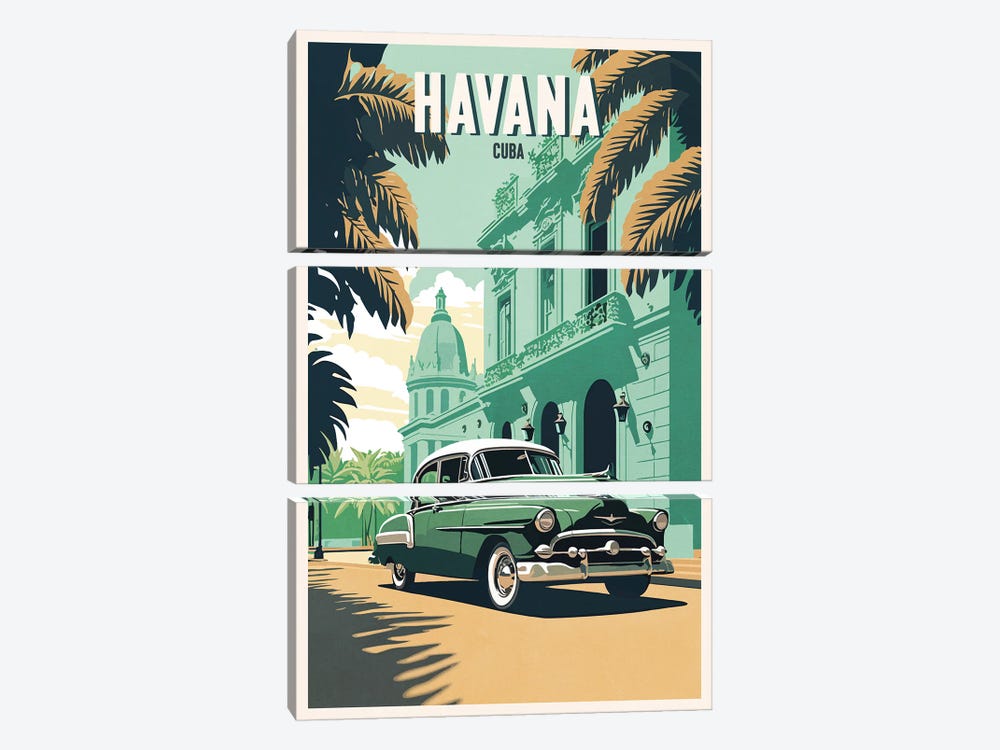 Havana -Cuba by ArtBird Studio 3-piece Canvas Artwork