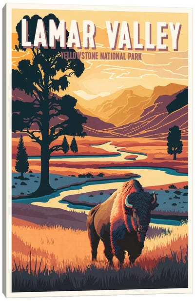 Lamar Valley Yellowstone Canvas Art Print - Yellowstone National Park Art