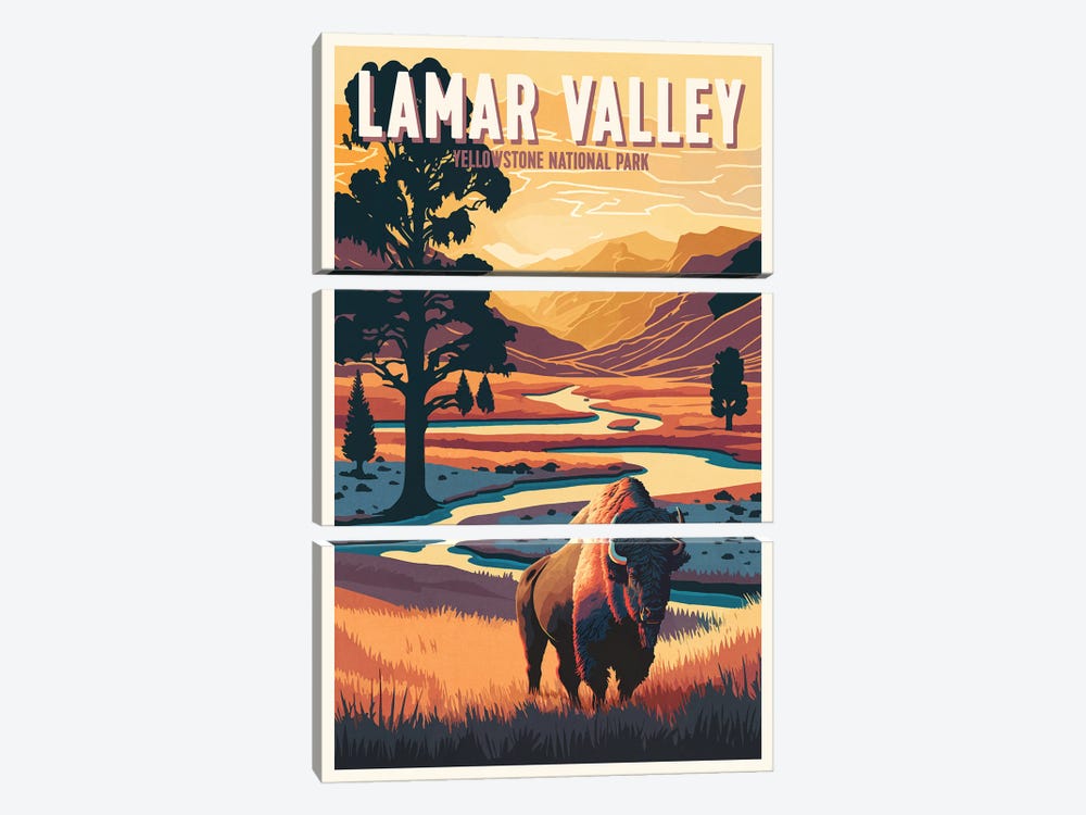 Lamar Valley Yellowstone by ArtBird Studio 3-piece Canvas Wall Art