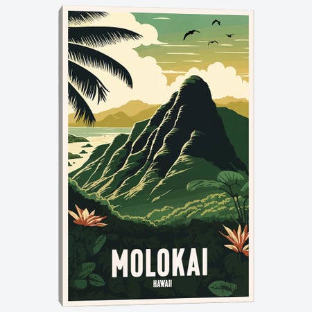Molokai Hawaii Canvas Print #BDS51} by ArtBird Studio Canvas Artwork