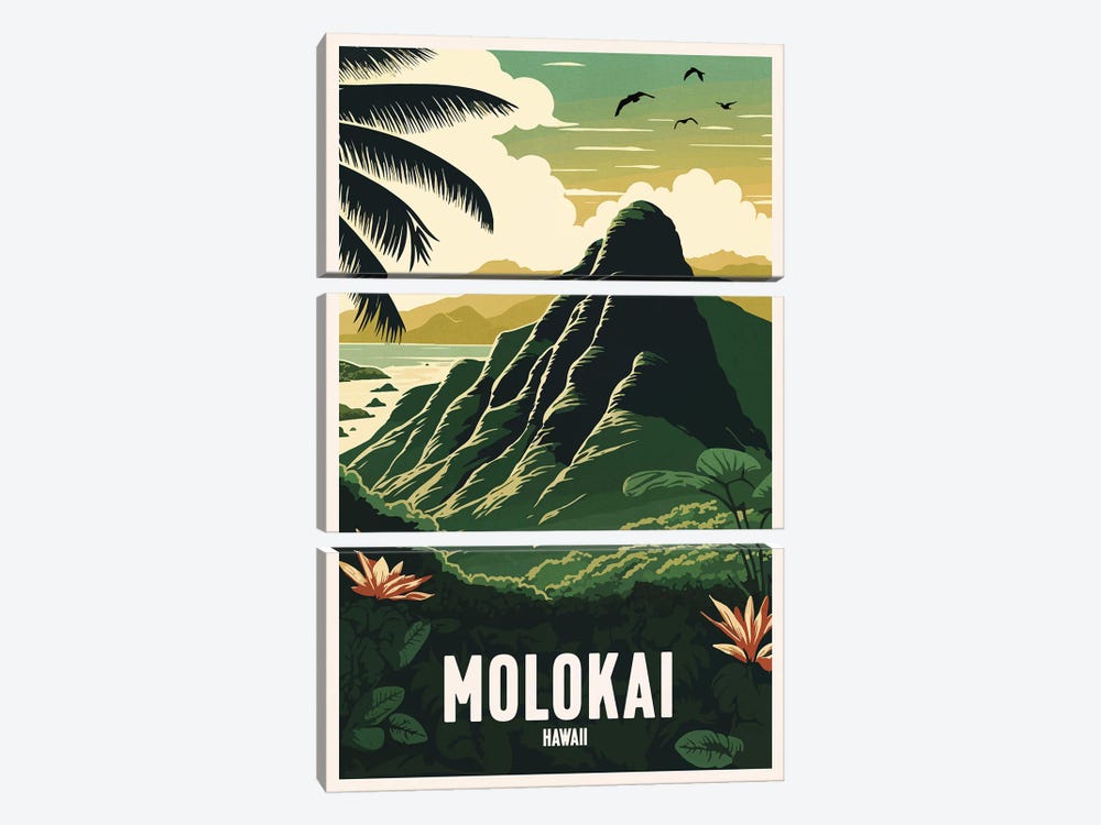 Molokai Hawaii by ArtBird Studio 3-piece Art Print