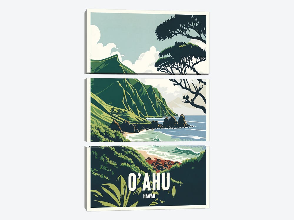 O'Ahu-Hawaii by ArtBird Studio 3-piece Canvas Print