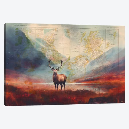 Glencoe Scotland Deer Canvas Print #BDS60} by ArtBird Studio Canvas Print