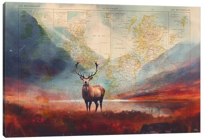Glencoe Scotland Deer Canvas Art Print - ArtBird Studio