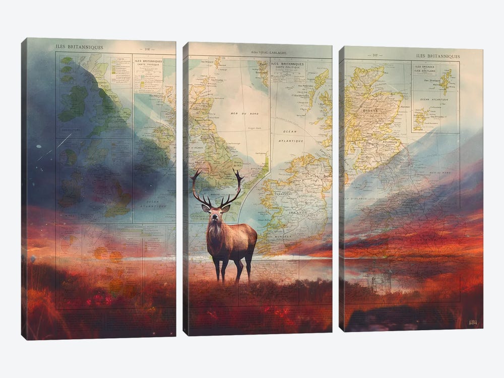 Glencoe Scotland Deer by ArtBird Studio 3-piece Art Print