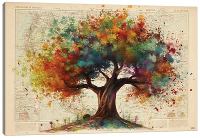 Tree Of Life Canvas Art Print - Maps