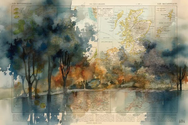Large Map Art - Canvas Prints: Country Side by ArtBird Studio
