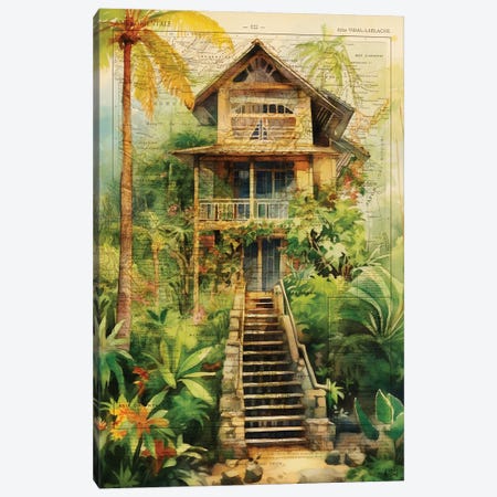 Jungle Lodge Encyclopedia Canvas Print #BDS70} by ArtBird Studio Canvas Artwork