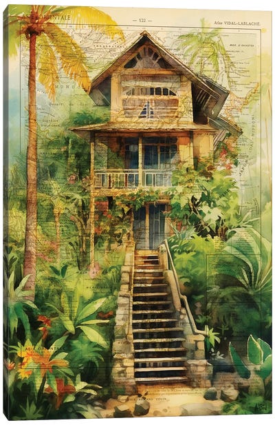 Jungle Lodge Encyclopedia Canvas Art Print - Jungles