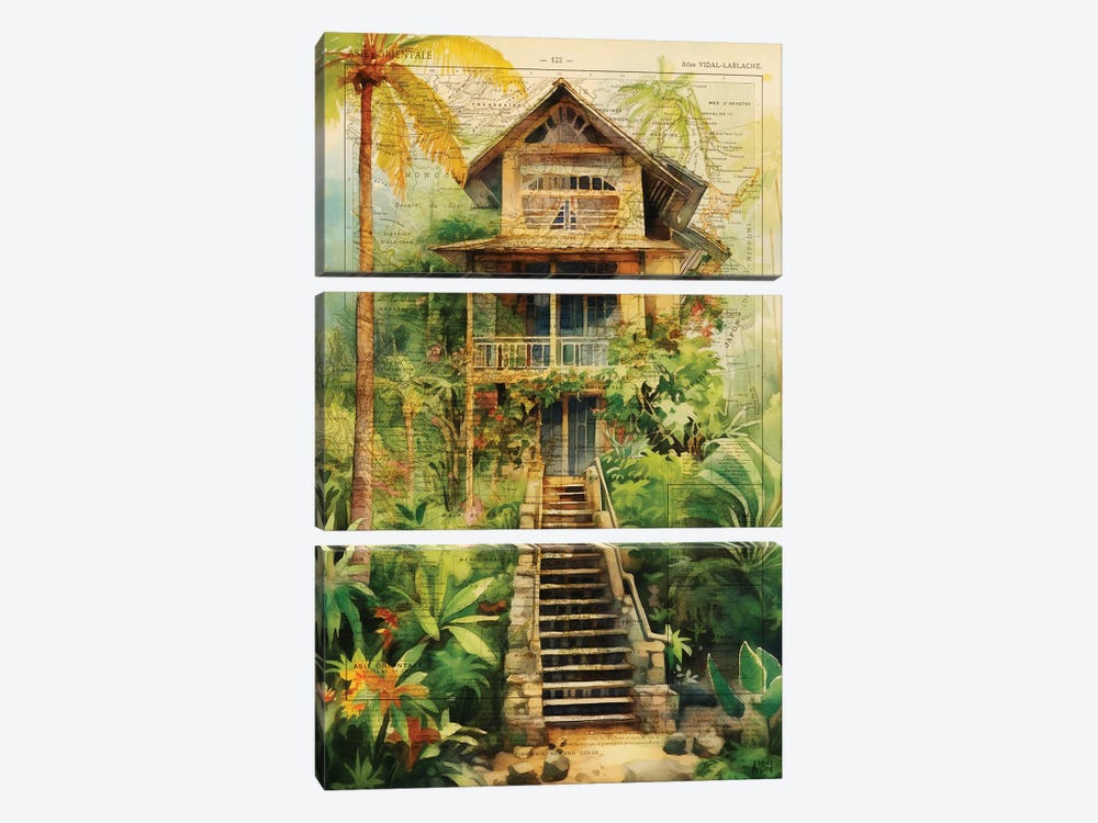 Jungle Lodge Encyclopedia by ArtBird Studio 3-piece Canvas Art