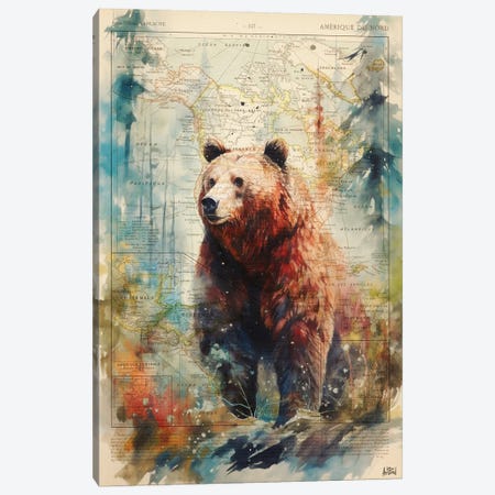 Grizzly Canvas Print #BDS71} by ArtBird Studio Canvas Wall Art