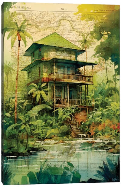 Jungle House Canvas Art Print - Antique Maps