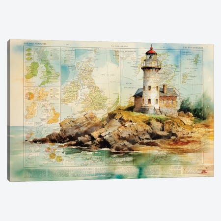 Lighthouse Watercolor Canvas Print #BDS78} by ArtBird Studio Canvas Artwork