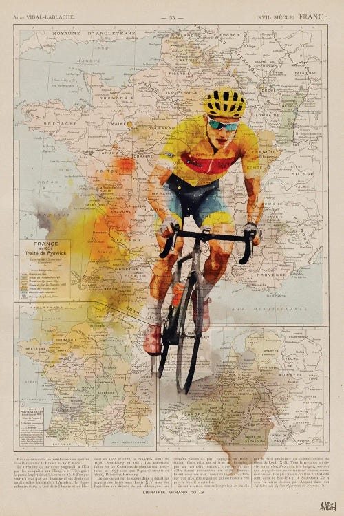 Tour De France Watercolor by ArtBird Studio wall art