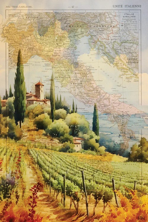 Tuscany Watercolor by ArtBird Studio wall art