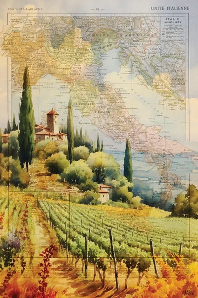 Europe: Tuscany Watercolor by ArtBird Studio