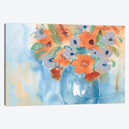 Orange Blue Bouquet Canvas Print #BDY1} by Beverly Dyer Canvas Artwork