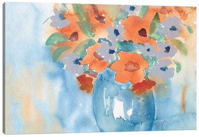 Orange Blue Bouquet Canvas Art Print
