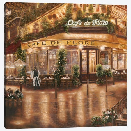 Café de Flore Canvas Print #BEB1} by Betsy Brown Canvas Art Print