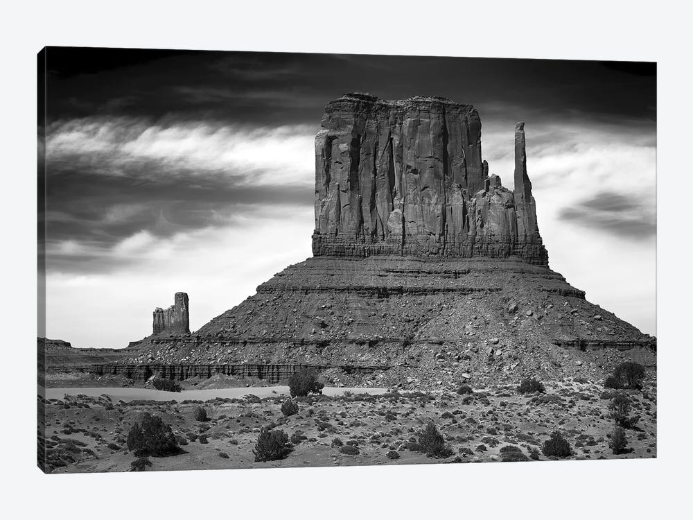West Mitten Butte And Stagecoach In B&W, Monument Valley, Navajo Nation, USA by Petr Bednarik 1-piece Canvas Artwork