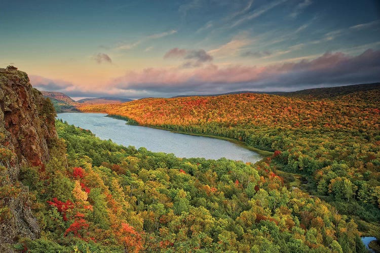 Autumn Evening Landscape, Lake Of The Clouds, Ontonagon County, Upper Peninsula, Michigan, USA