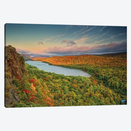Autumn Evening Landscape, Lake Of The Clouds, Ontonagon County, Upper Peninsula, Michigan, USA Canvas Print #BED4} by Petr Bednarik Canvas Artwork