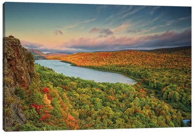 Autumn Evening Landscape, Lake Of The Clouds, Ontonagon County, Upper Peninsula, Michigan, USA Canvas Art Print