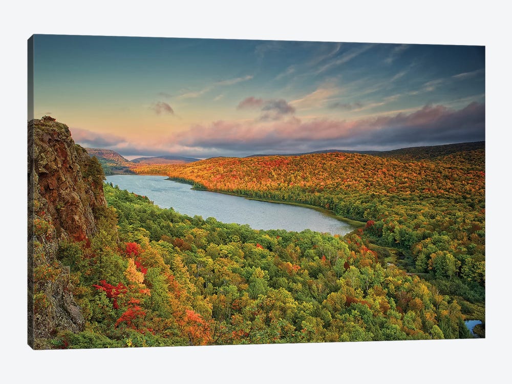 Autumn Evening Landscape, Lake Of The Clouds, Ontonagon County, Upper Peninsula, Michigan, USA by Petr Bednarik 1-piece Canvas Print
