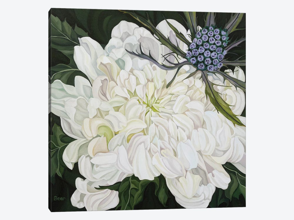 Chrysanthemum With Christmas Thistle by Jo Beer 1-piece Art Print
