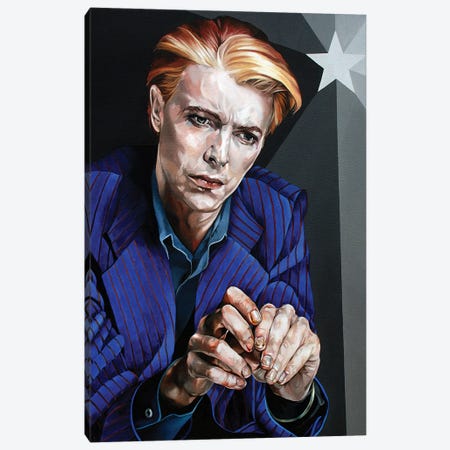 Bowie In Blue Canvas Print #BEE51} by Jo Beer Art Print
