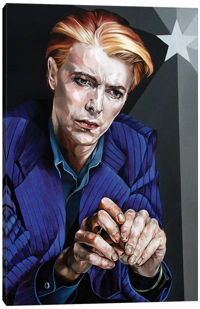 Bowie In Blue Canvas Art Print - Jo Beer