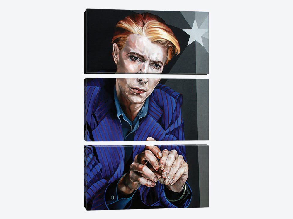 Bowie In Blue by Jo Beer 3-piece Canvas Wall Art