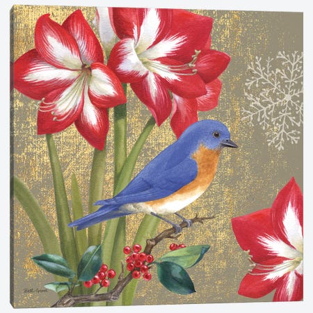 Winter Birds Bluebird Collage Canvas Print #BEG116} by Beth Grove Canvas Artwork